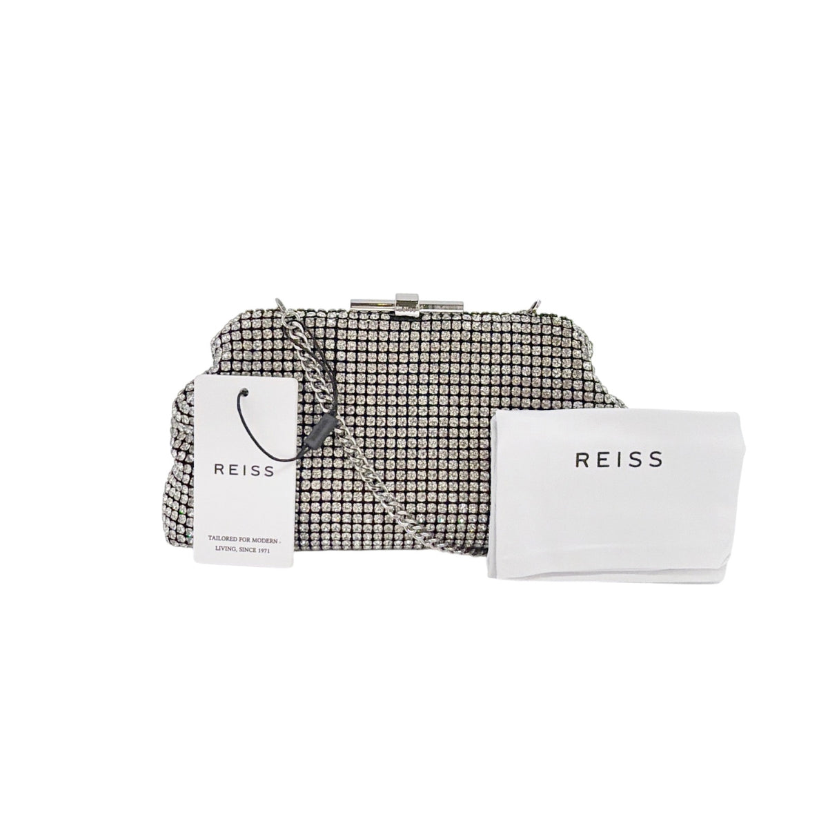 REISS Adaline Crystal Clutch Bag