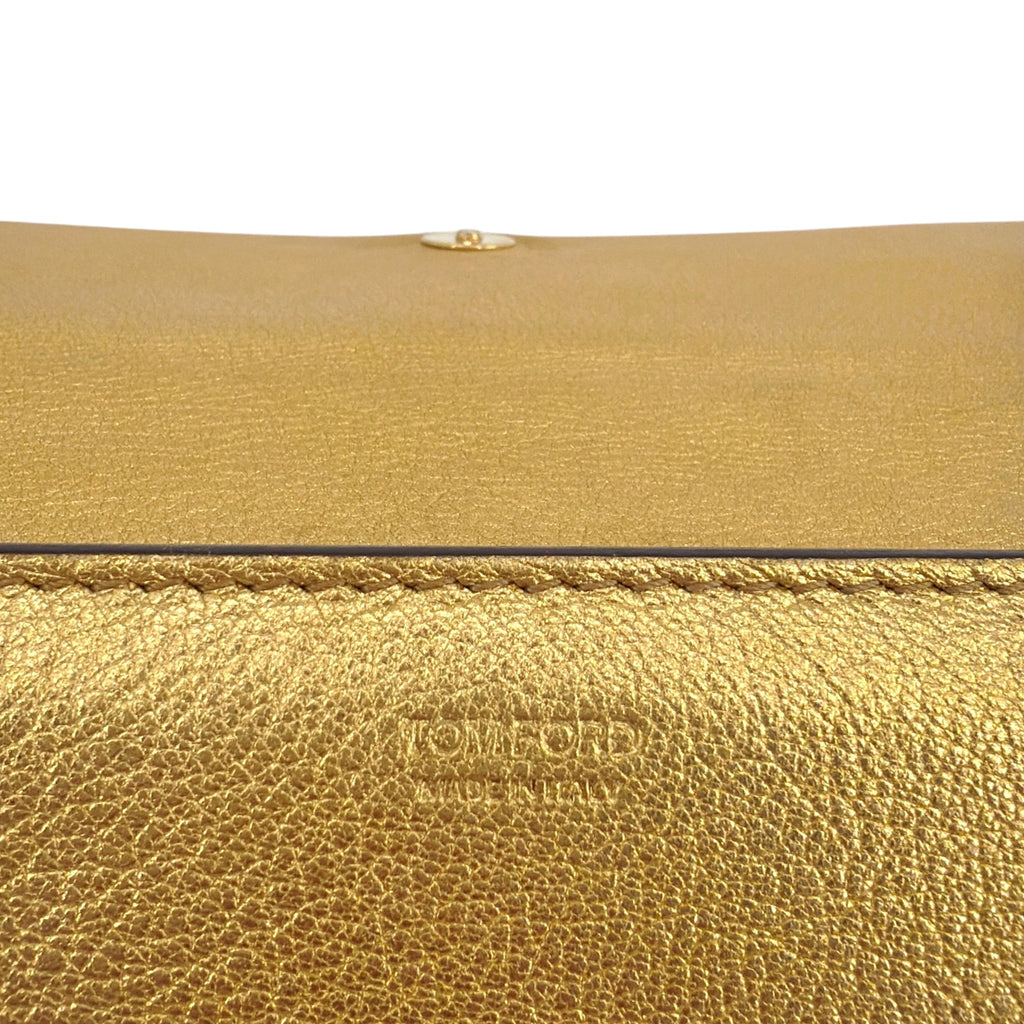 TOM FORD Jennifer Metallic Zip Clutch Bag Golden