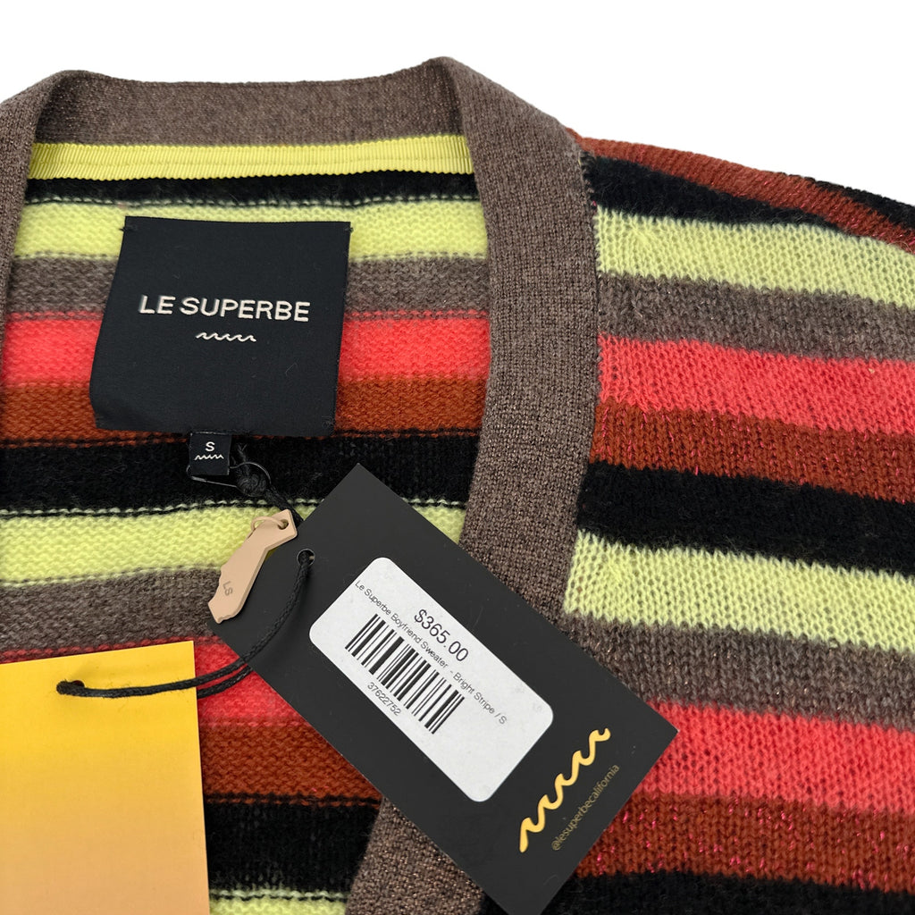LE SUPERBE Boyfriend Sweater in Bright Stripe S