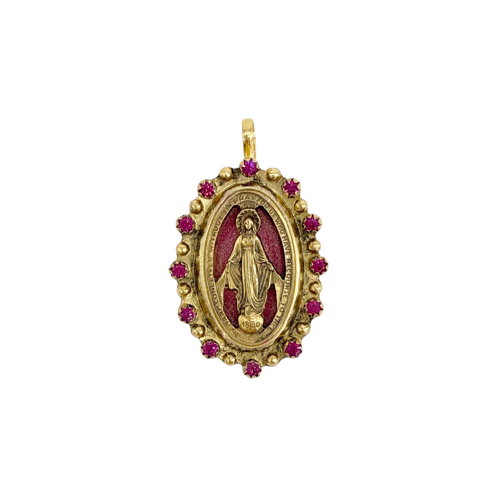 VIRGINS SAINTS & ANGELS VSA Milagrosa Medallion in Pink & Gold