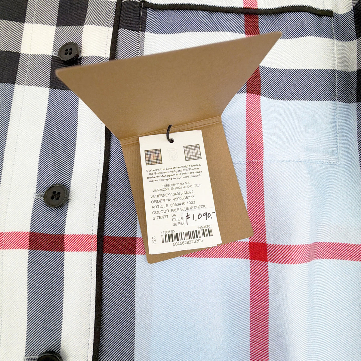 BURBERRY Tierney Bowling Shirt Pale Blue XS