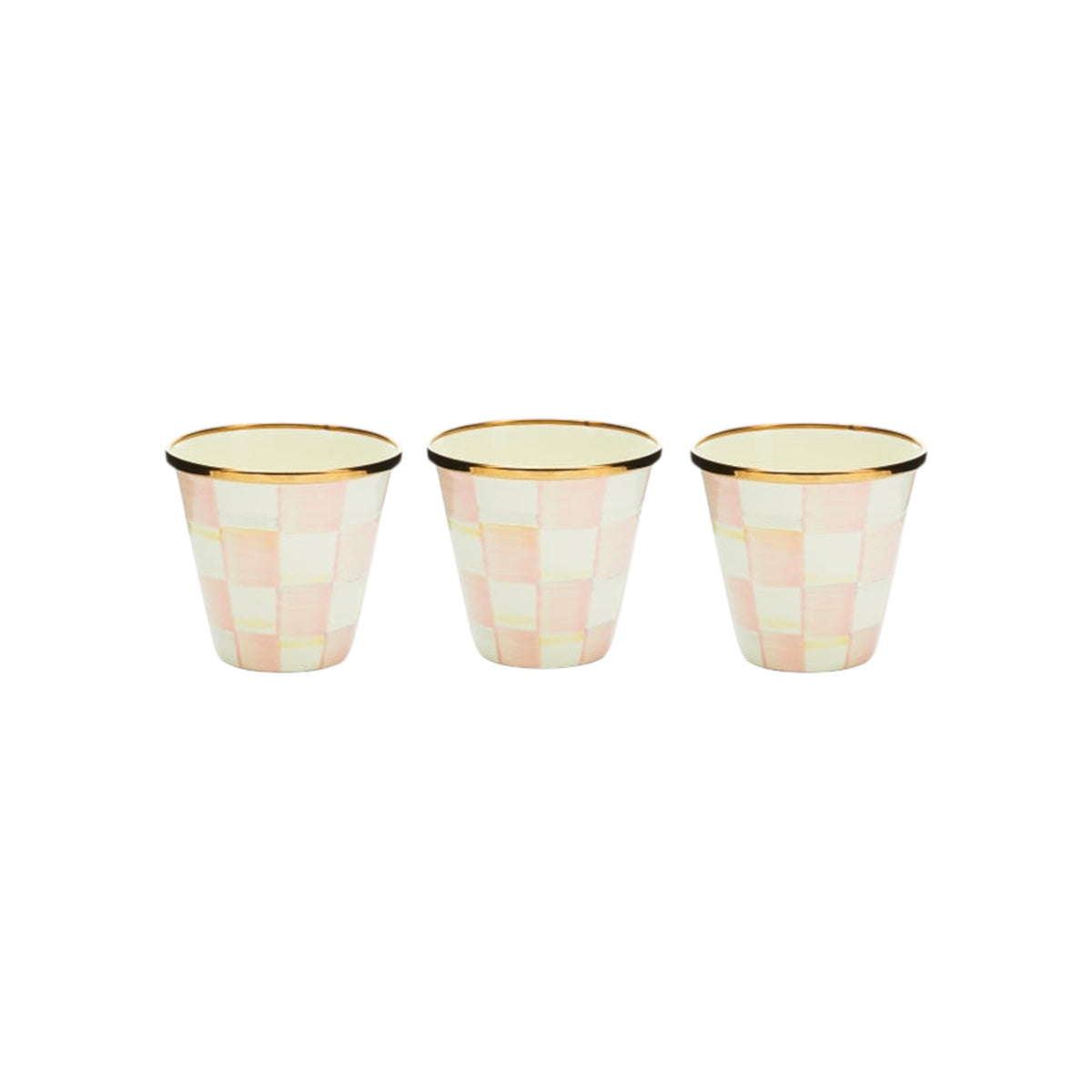 MACKENZIE-CHILDS Herb Pots in Rosy Check Set of 3