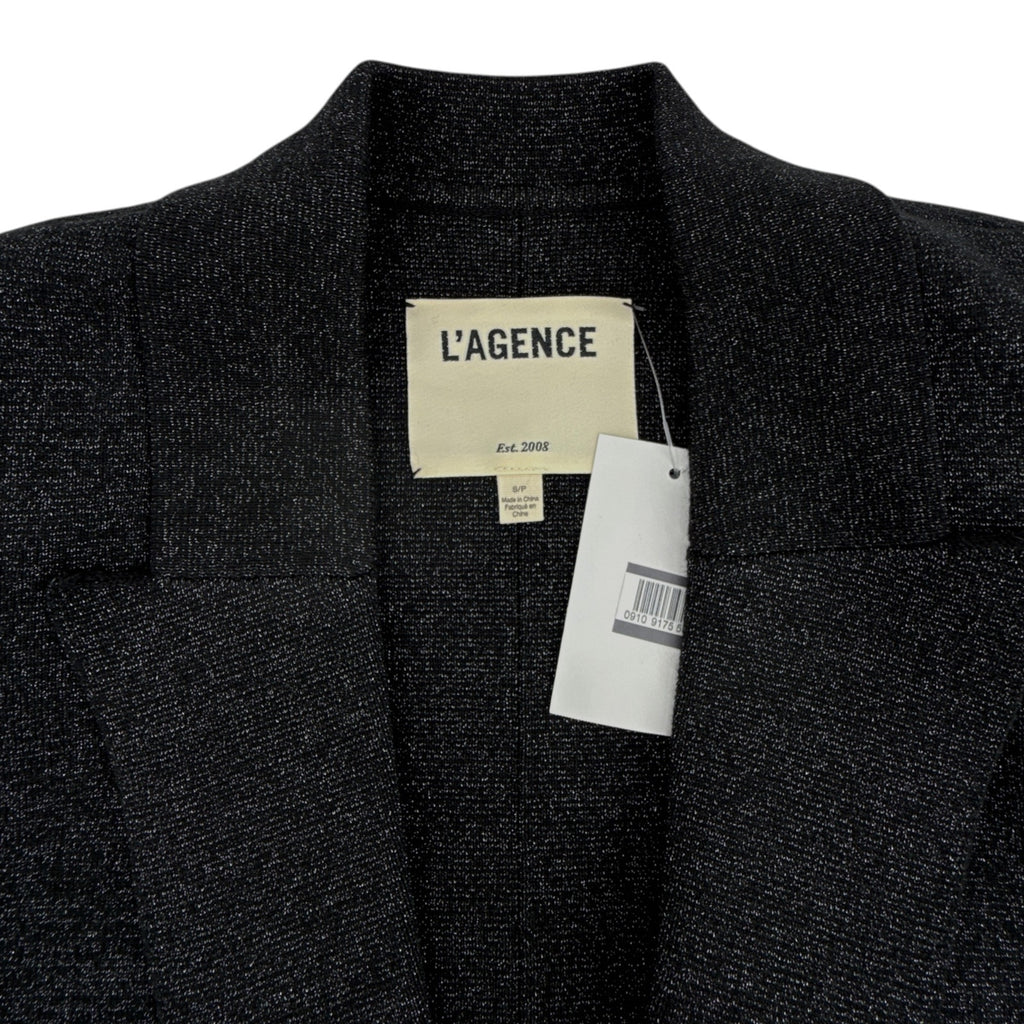 L'AGENCE Kenzie Metallic Knit Blazer in Black & Gunmetal Lurex S