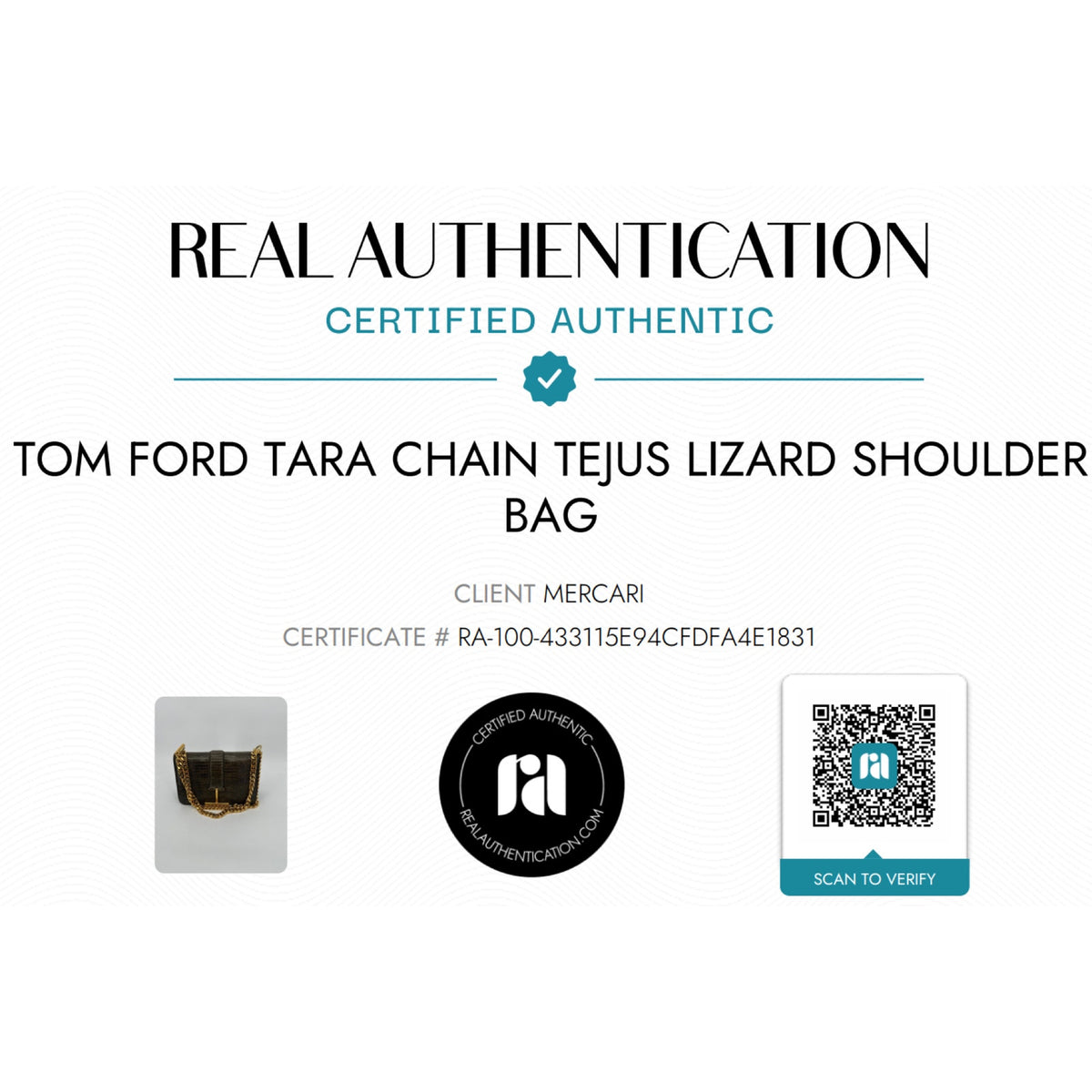 TOM FORD Tara Chain Tejus Lizard Shoulder Bag