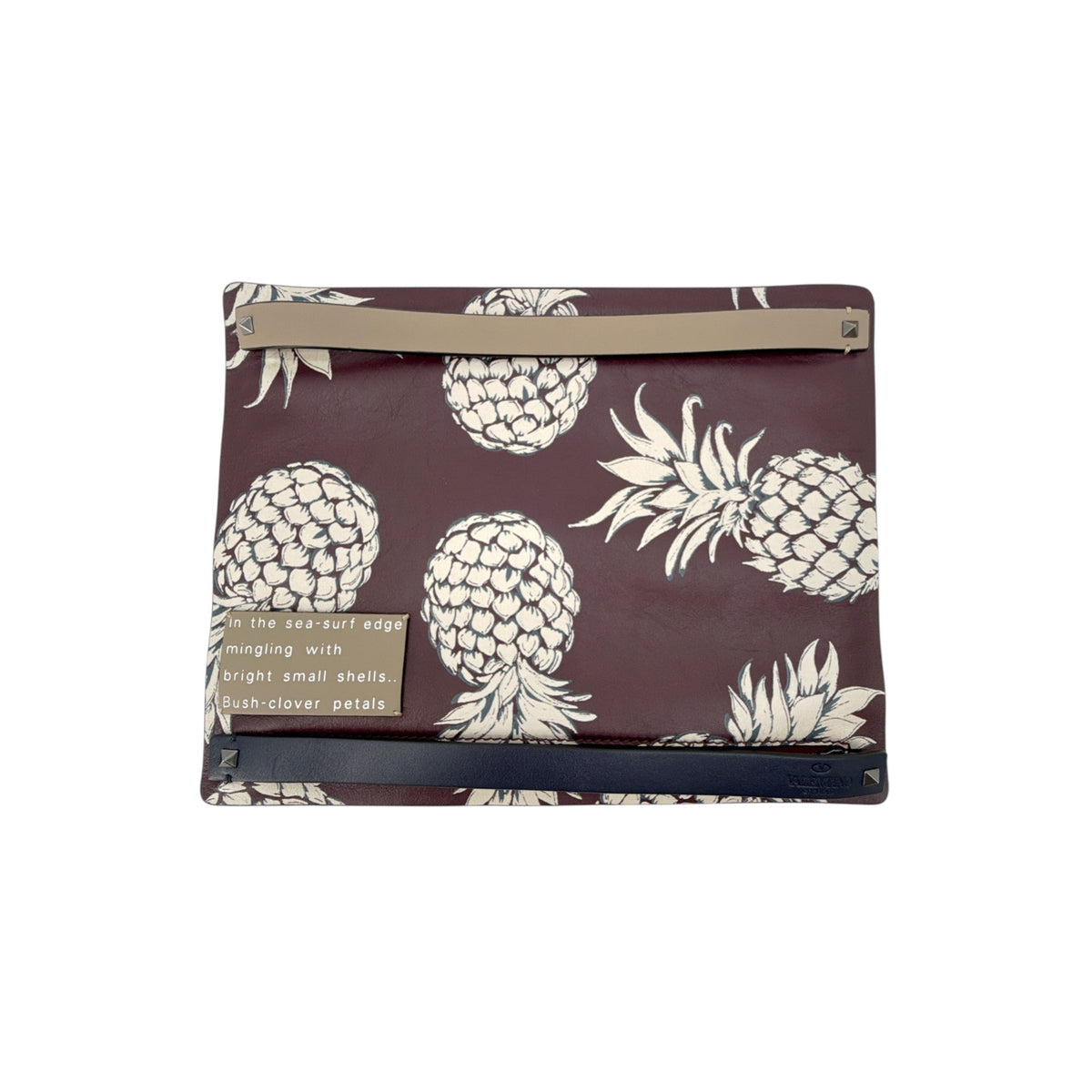VALENTINO GARAVANI Leather Pineapple Clutch in Ruby/Ivory