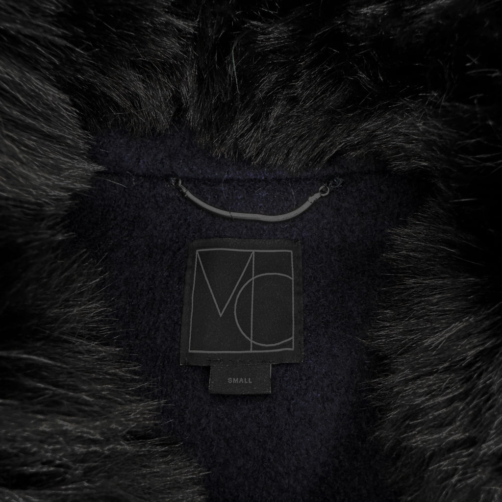 MERCER COLLECTIVE Georgia Faux Fur Collar Double-Breasted Peacoat S
