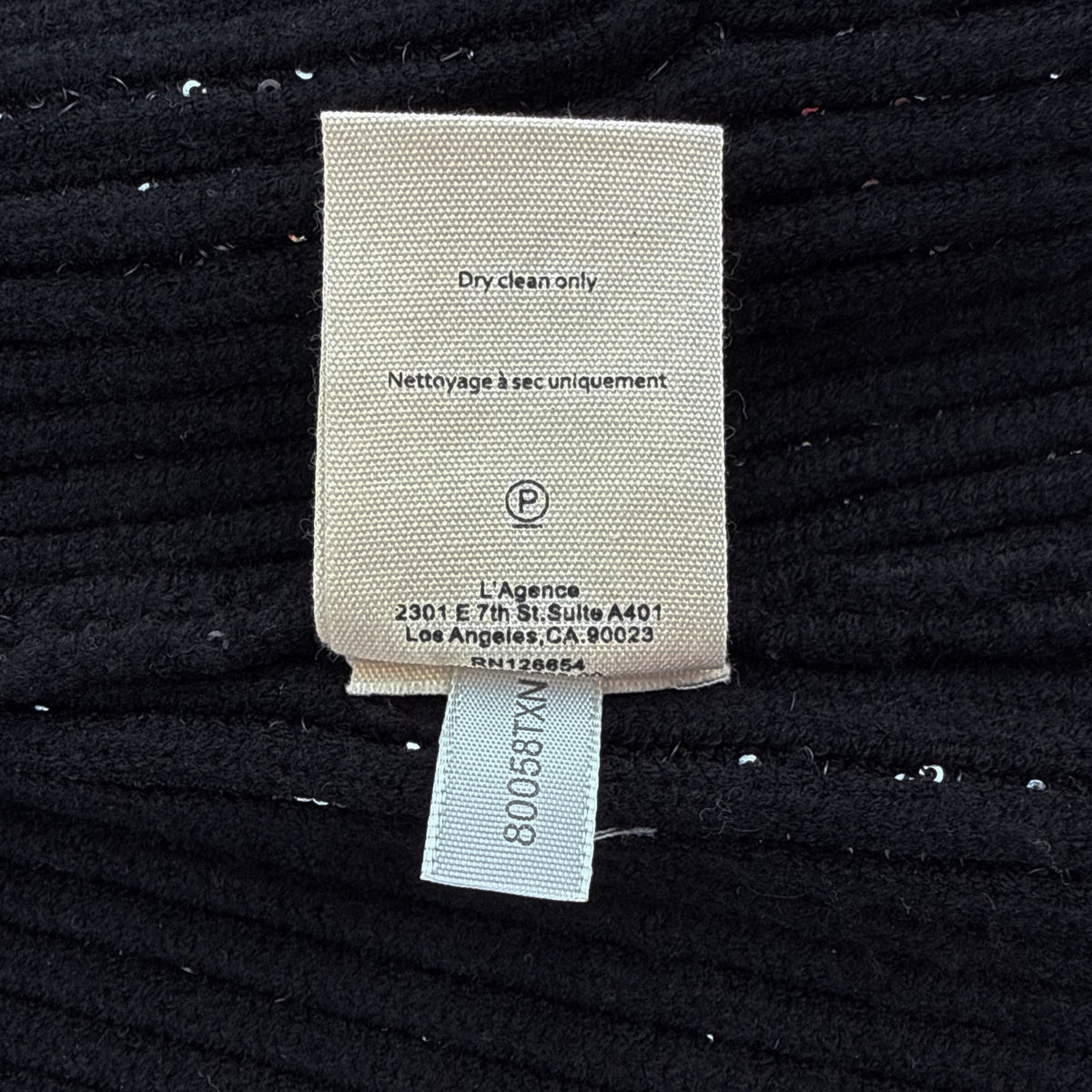 L'AGENCE Leonora Sequin Knit Blazer in Black Silver Sequin S