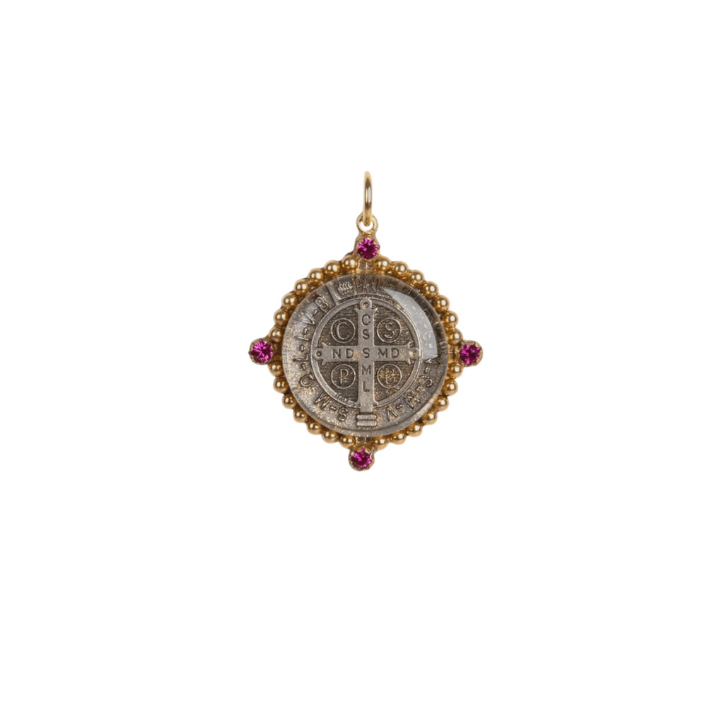 VIRGINS SAINTS & ANGELS VSA Bespoke San Benito Medallion in Gold & Pink