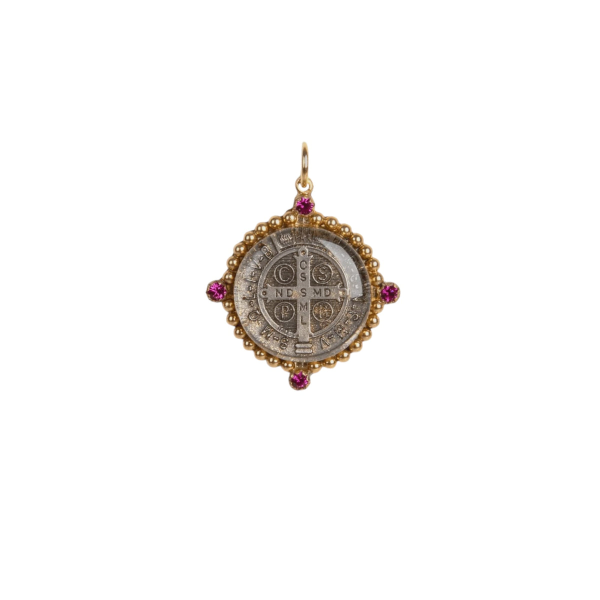 VIRGINS SAINTS & ANGELS VSA Bespoke San Benito Medallion in Gold & Pink