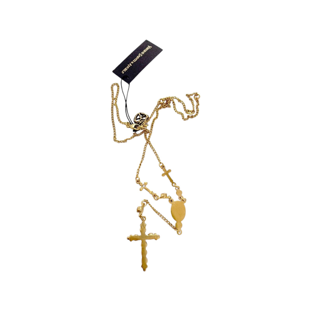 VIRGINS SAINTS & ANGELS VSA Maddie Rosary Necklace in Clear & Gold