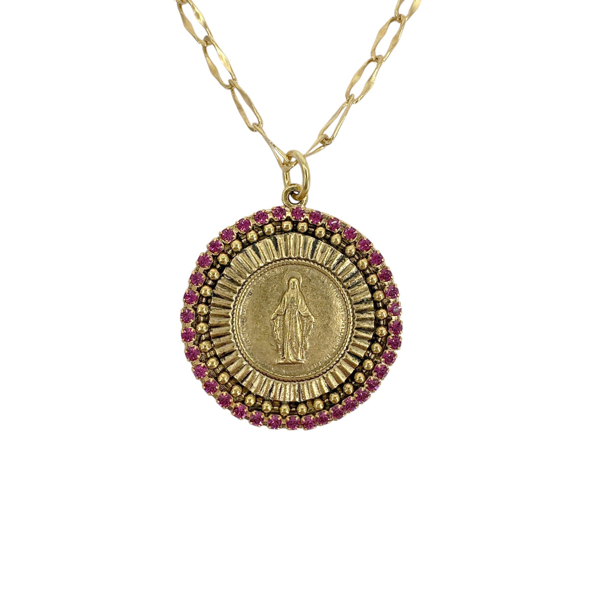 VSA Disco Virgin Charm Necklace Gold & Fuchsia