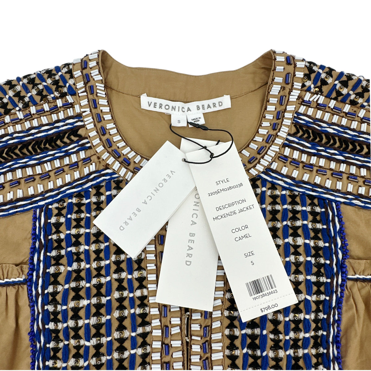 VERONICA BEARD Mckenzie Embellished Jacket in Camel S