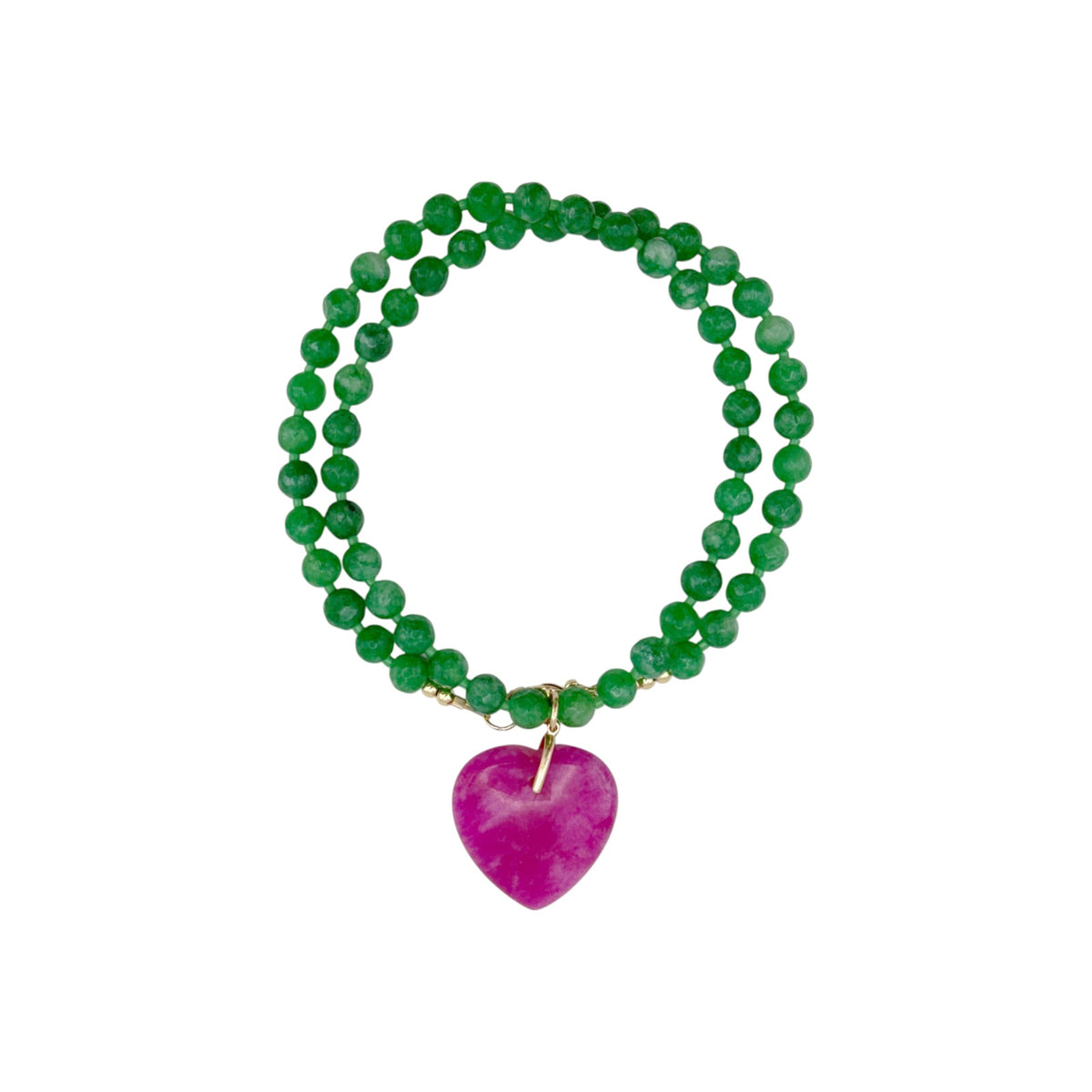 THE SILVER WREN Abel Beaded Necklace in Green and Pink 18"