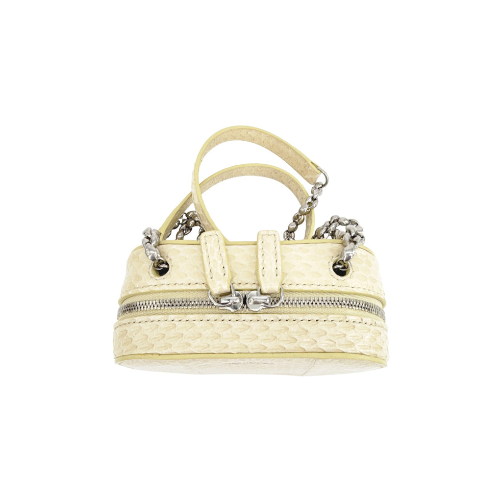 JIL SANDER Tradition Mini Snakeskin Bag with Chain in Ivory