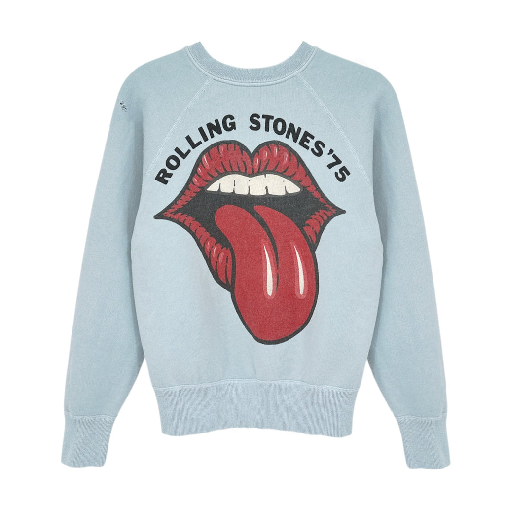 MADEWORN The Rolling Stones 1975 Sweatshirt in Washed Blue XS