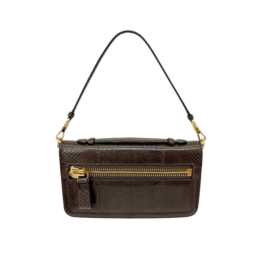 TOM FORD Jennifer Python Clutch Bag with Strap in Graphite