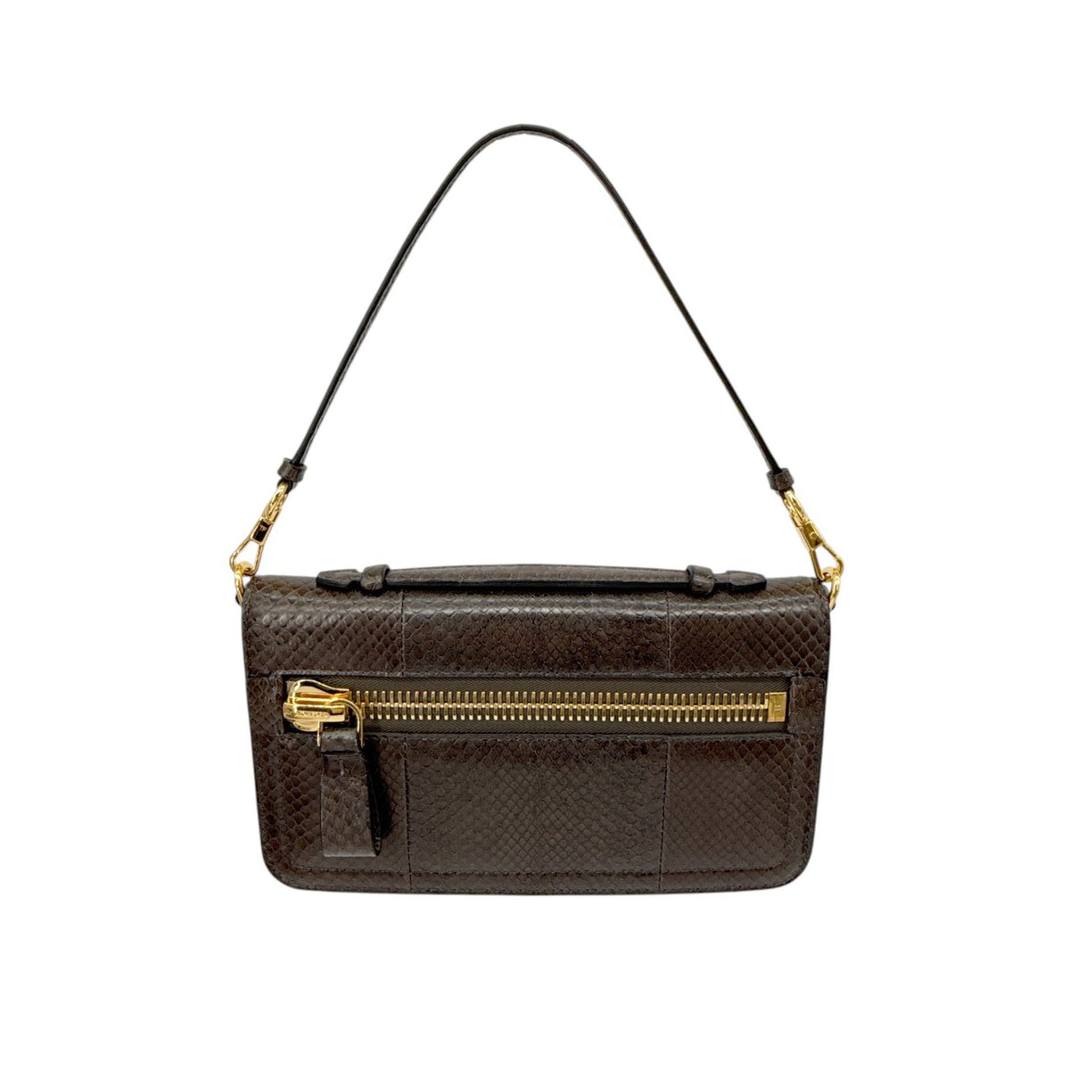 TOM FORD Jennifer Python Clutch Bag with Strap in Graphite
