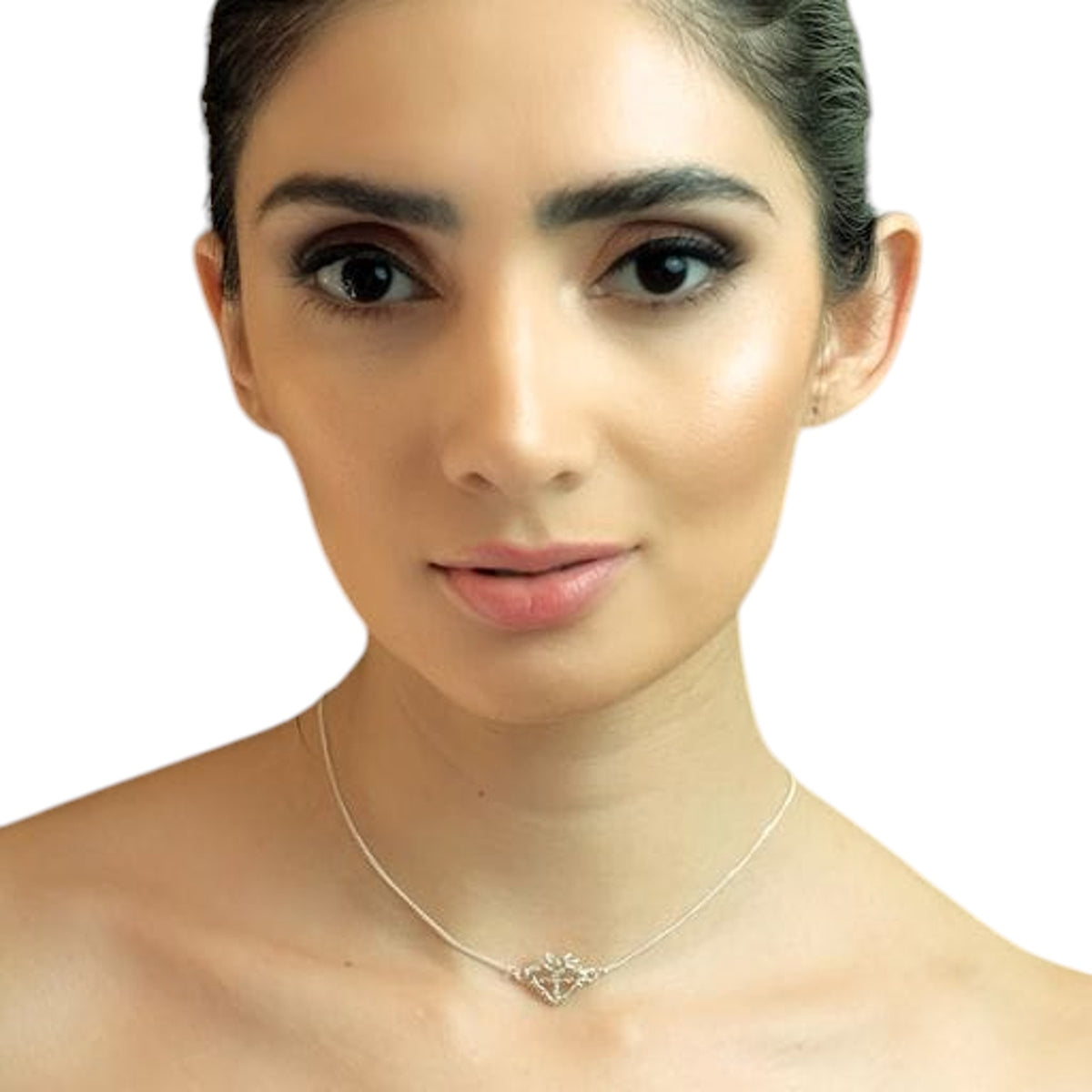VSA Queen of Hearts Petite Logo Necklace Silver