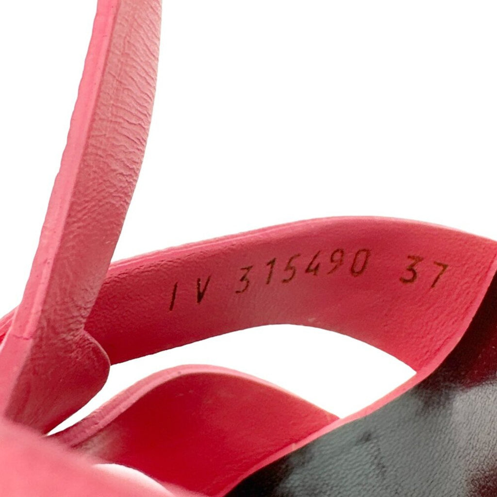 SAINT LAURENT Grained Calfskin Tribute 75 Platform Sandals in Rose Clair 37
