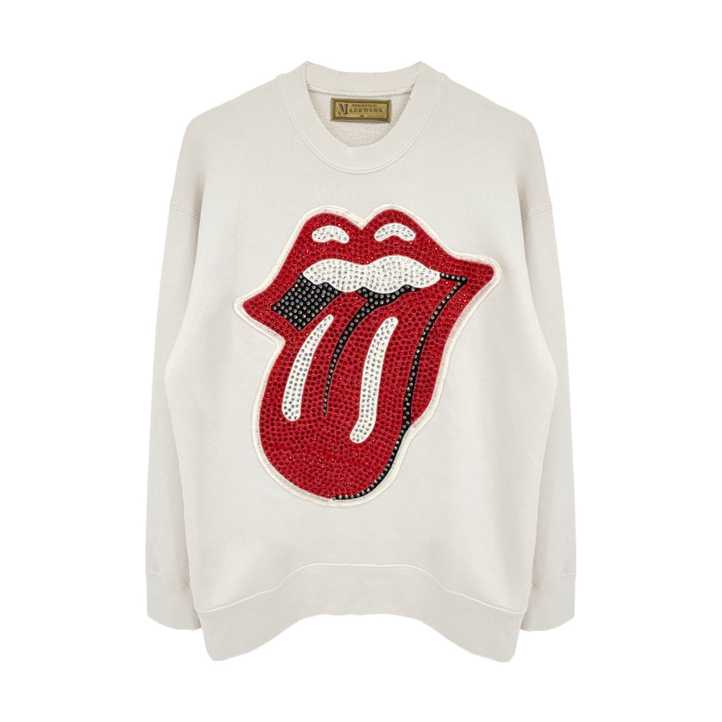 MADEWORN Rolling Stones Crystal Patch Classic Crew Sweatshirt XS