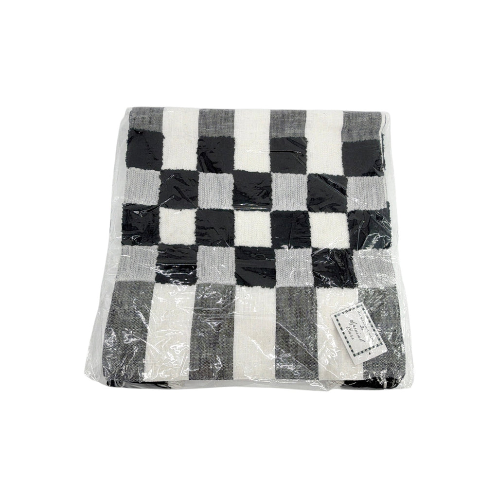 MACKENZIE-CHILDS Black Checks and Stripes Table Runner