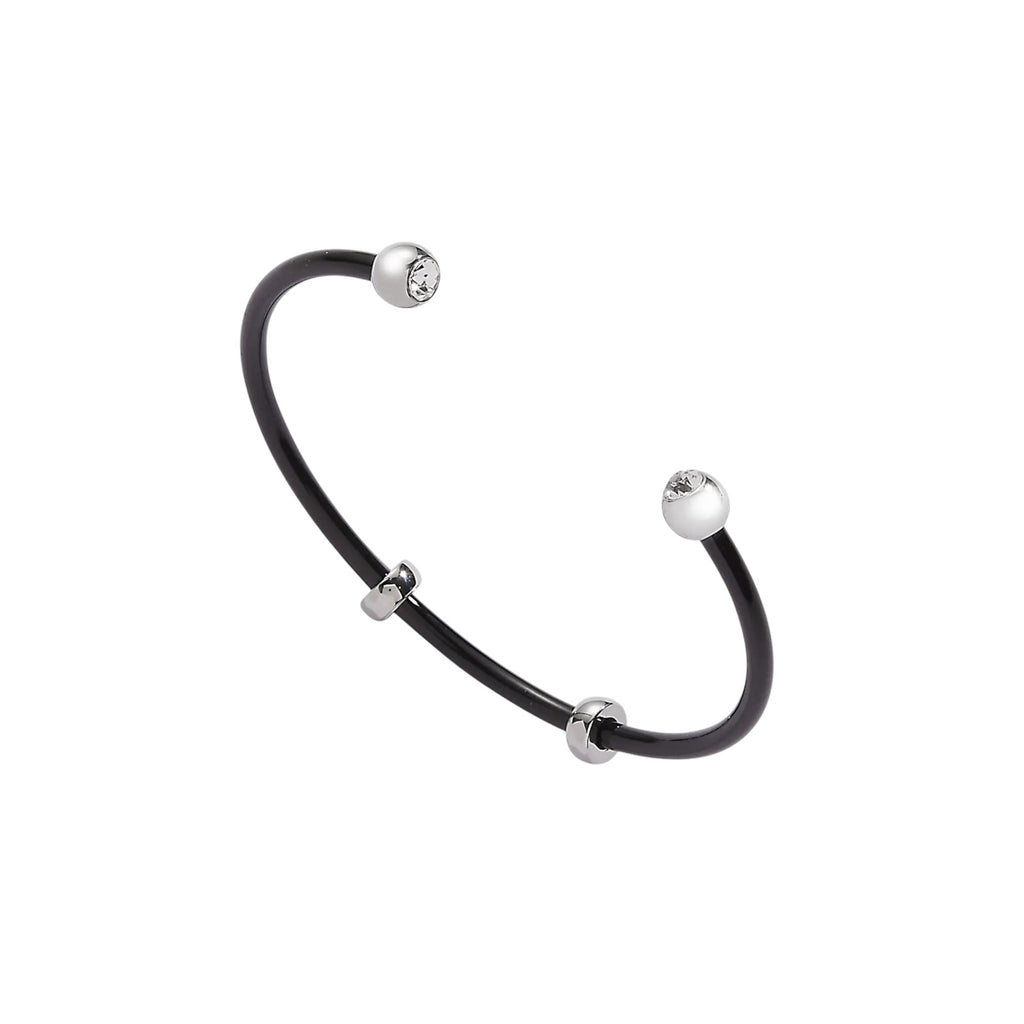ALEX+ANI Bezel Stone Enamel Cuff Black