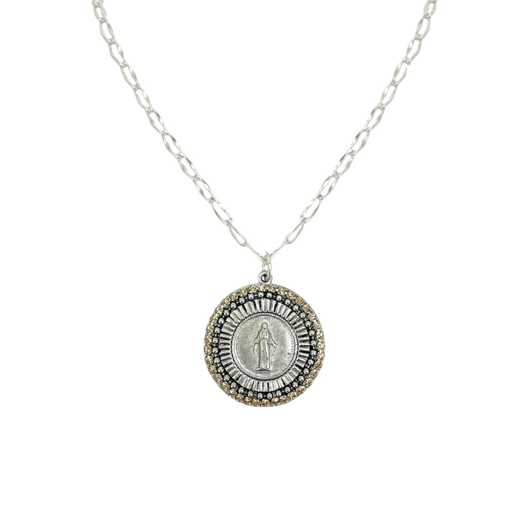 VSA Disco Virgin Charm Necklace Silver & Topaz