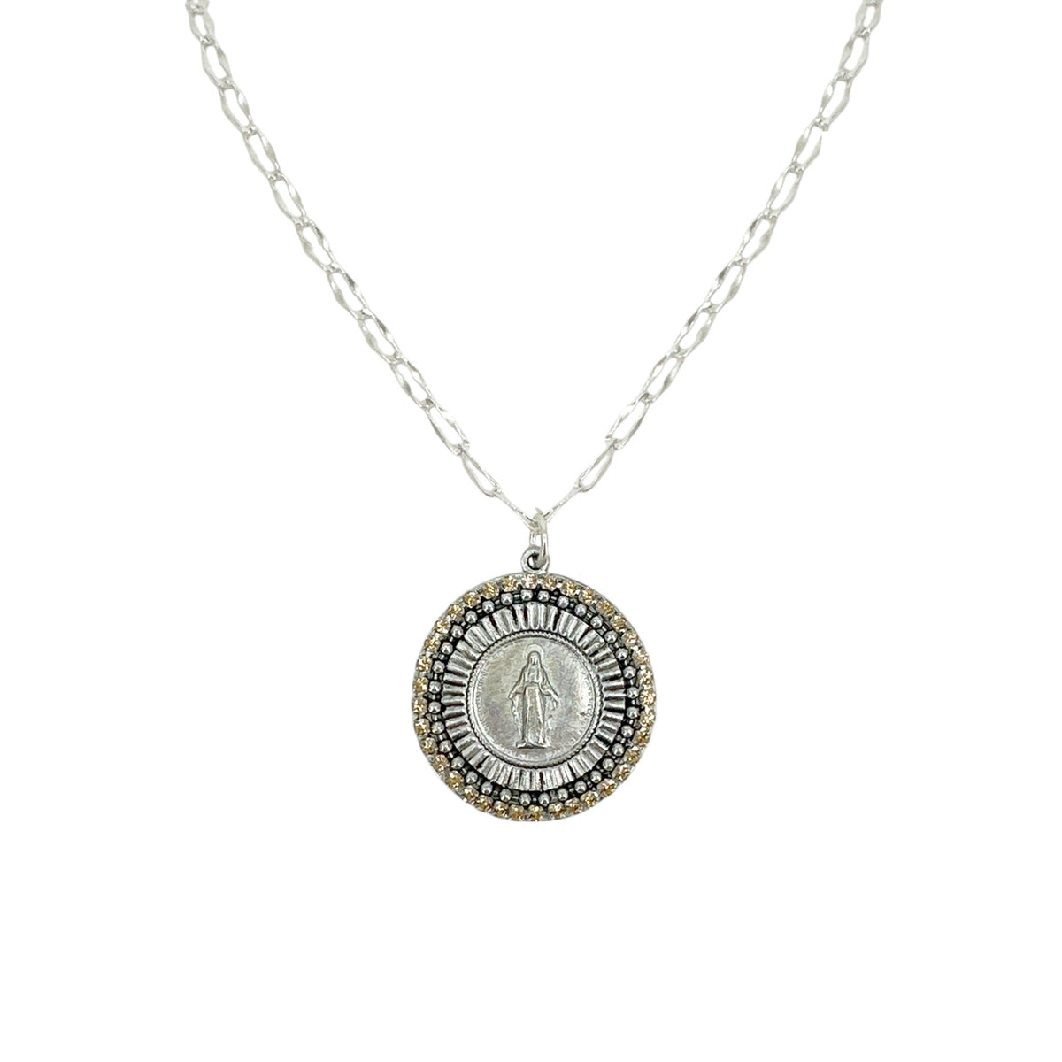 VSA Disco Virgin Charm Necklace Silver & Topaz