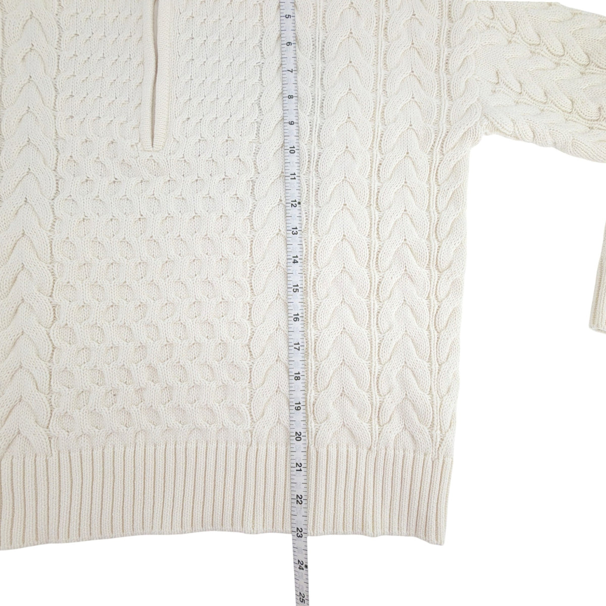 PINK PINEAPPLE Flag 1/2 Zip Cable Sweater Ivory S