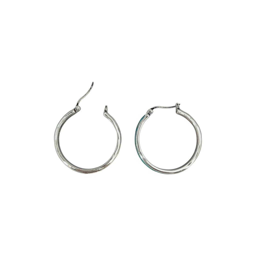 SILPADA Beginner's Luck Silver Compressed Turquoise Hoop Earrings