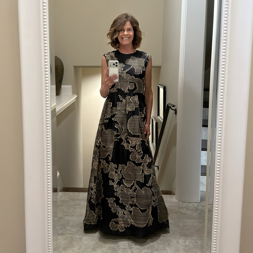 LAFAYETTE 148 New York Jacquard Silk Evening Gown in Black 4|S