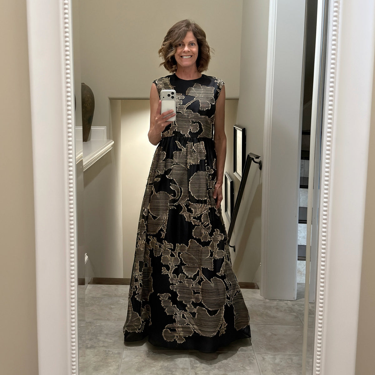 LAFAYETTE 148 New York Jacquard Silk Evening Gown in Black 4|S