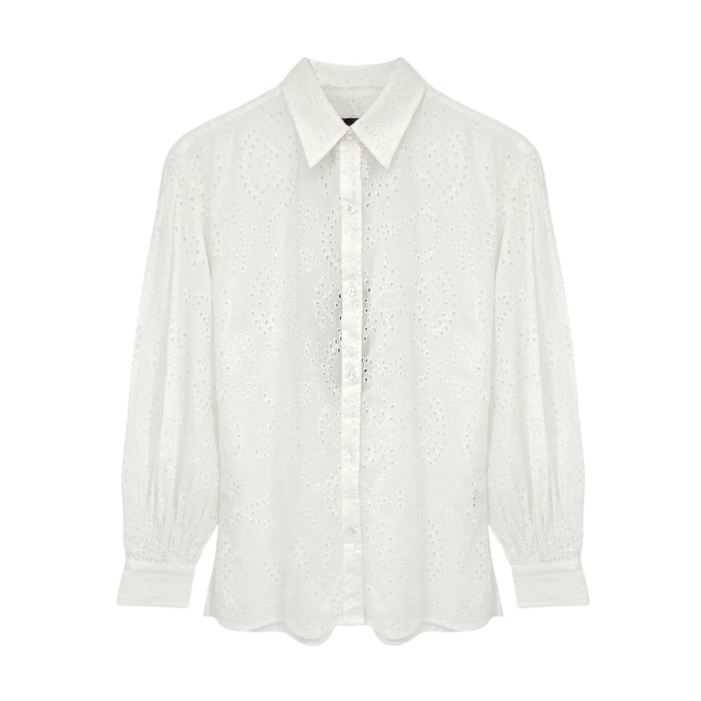 NILI LOTAN Andree Eyelet Shirt in Ivory XS