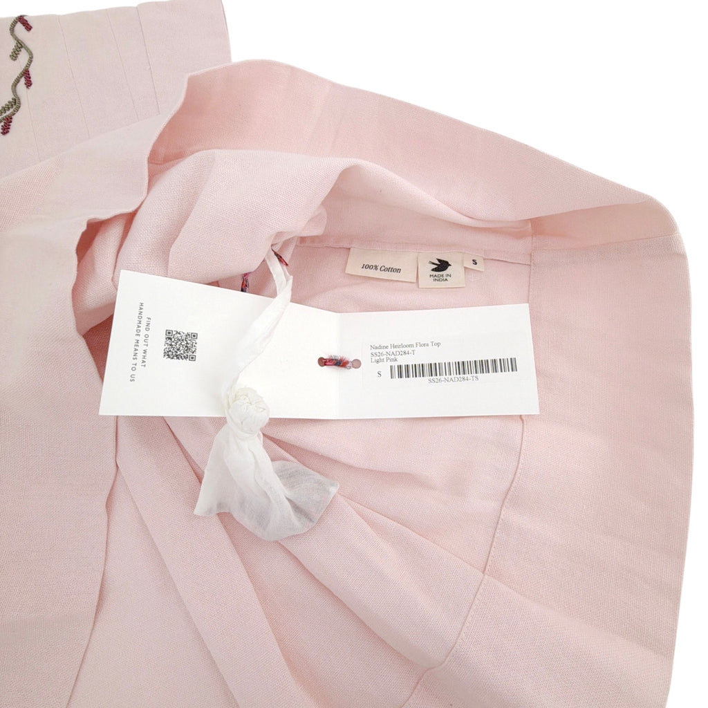ALIX of BOHEMIA Nadine Heirloom Flora Top in Light Pink S