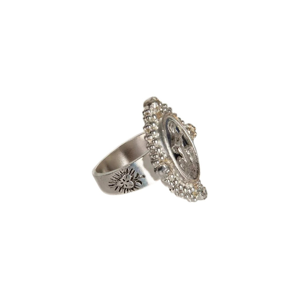 VSA Petite Oval Cloister Fatima Ring in Silver 6