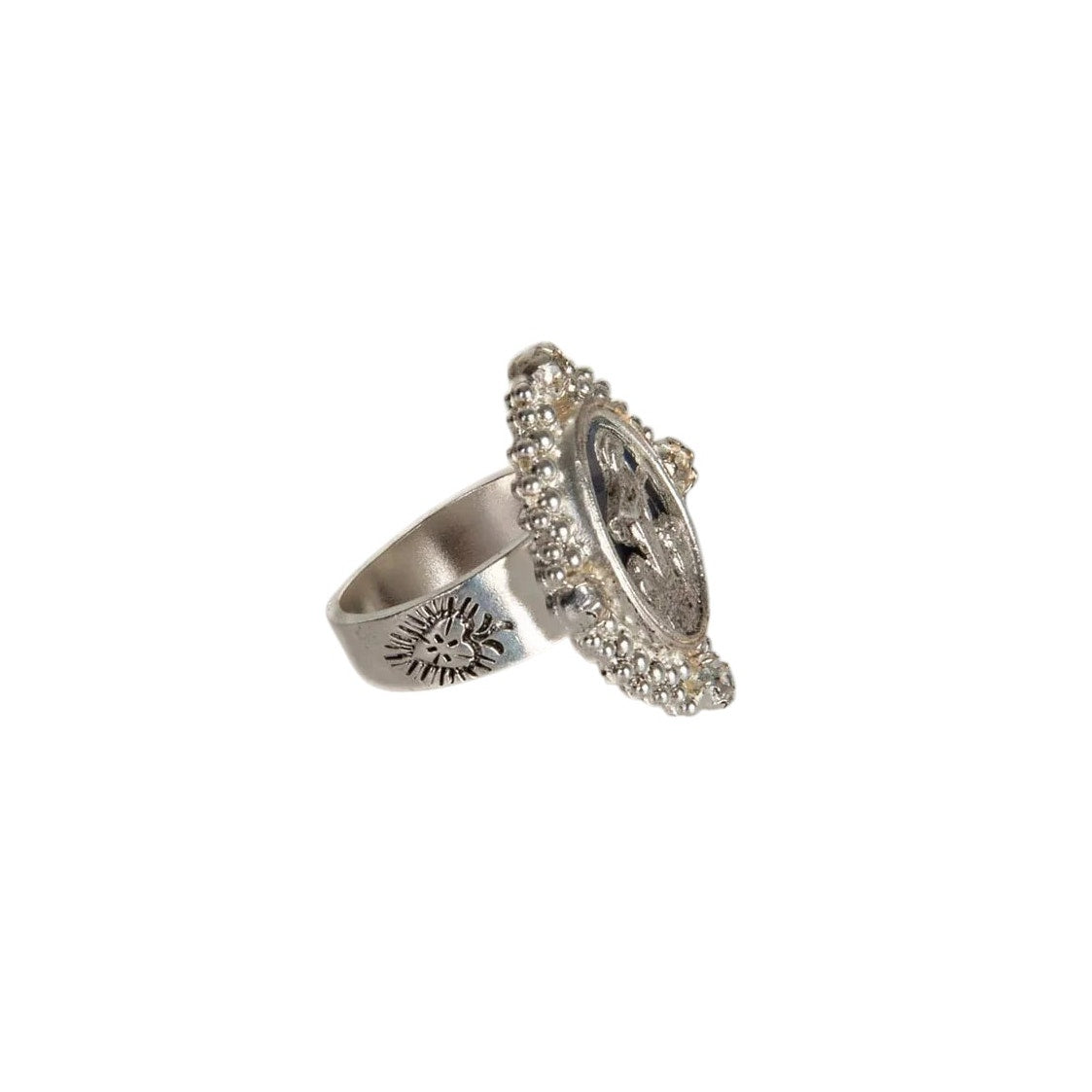 VSA Petite Oval Cloister Fatima Ring in Silver 6