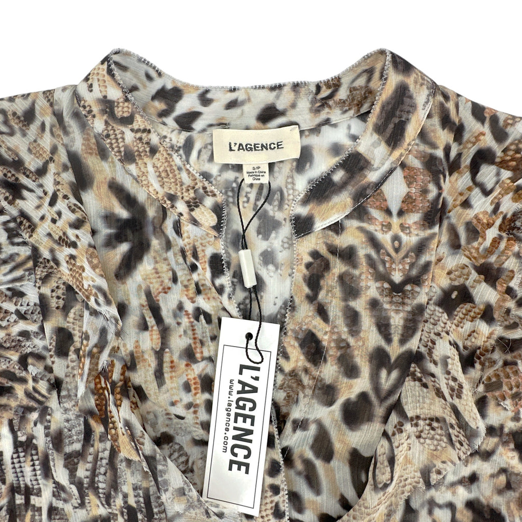 L'AGENCE Nadine Printed Ruffle Blouse In Sundari Lynx S