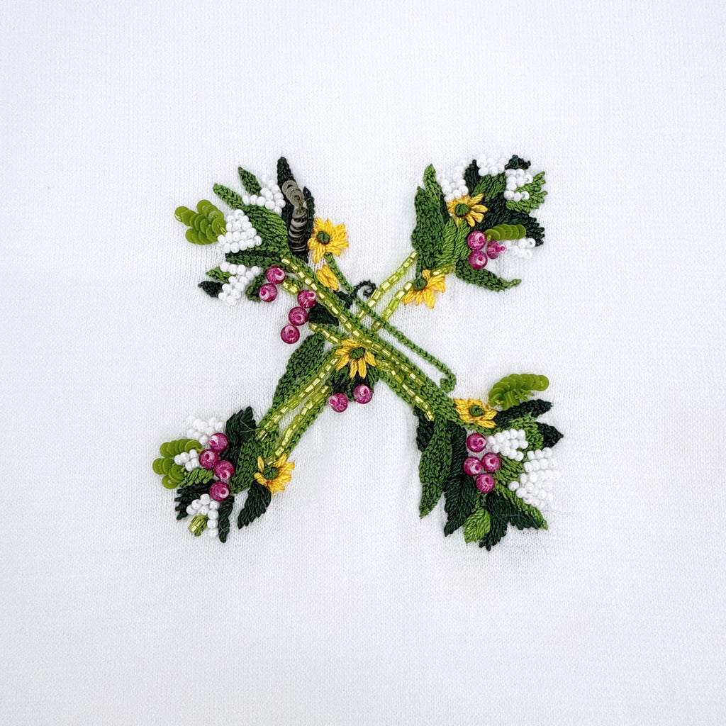 OFF-WHITE Embroidered Mini Floral Arrows Tee in White S