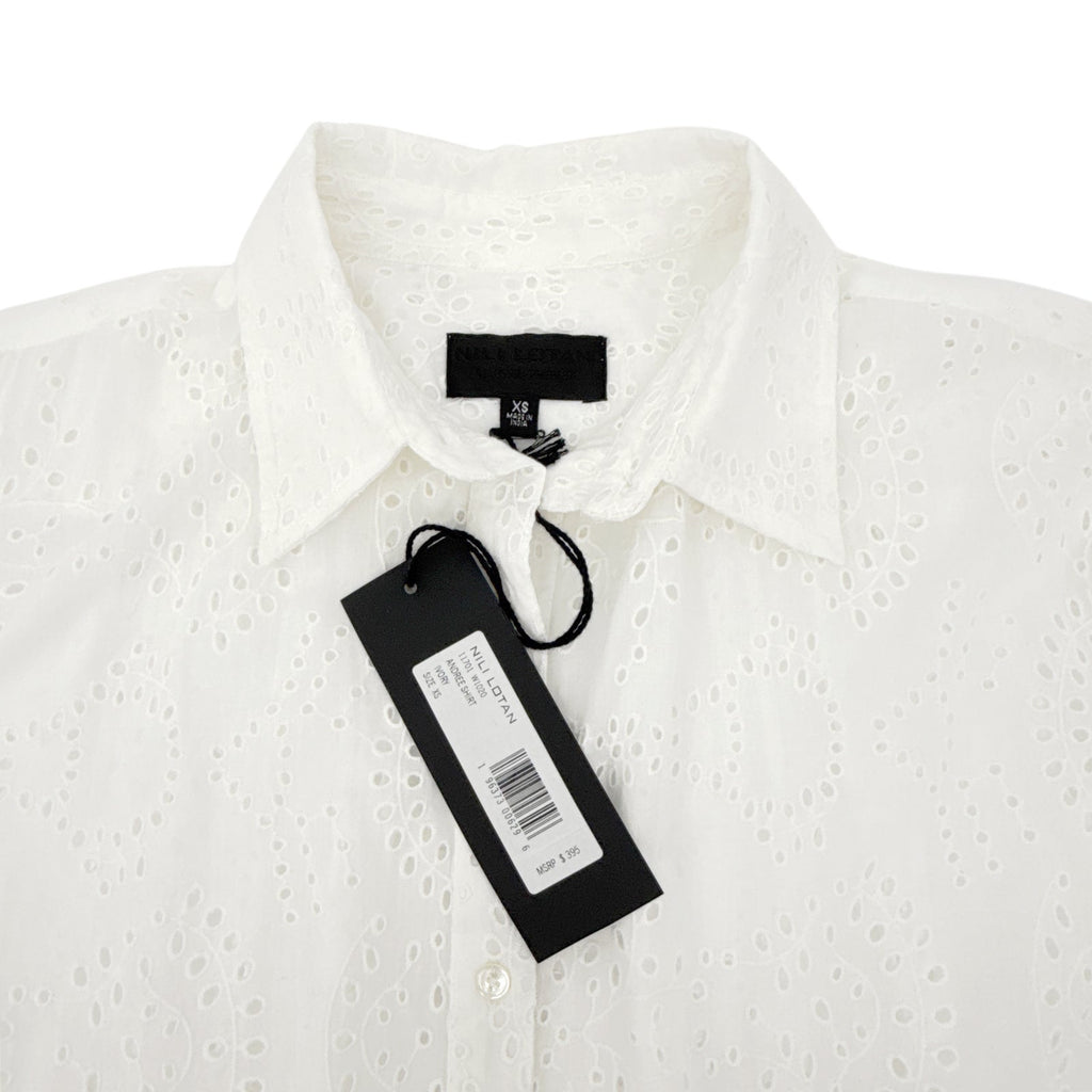NILI LOTAN Andree Eyelet Shirt in Ivory XS