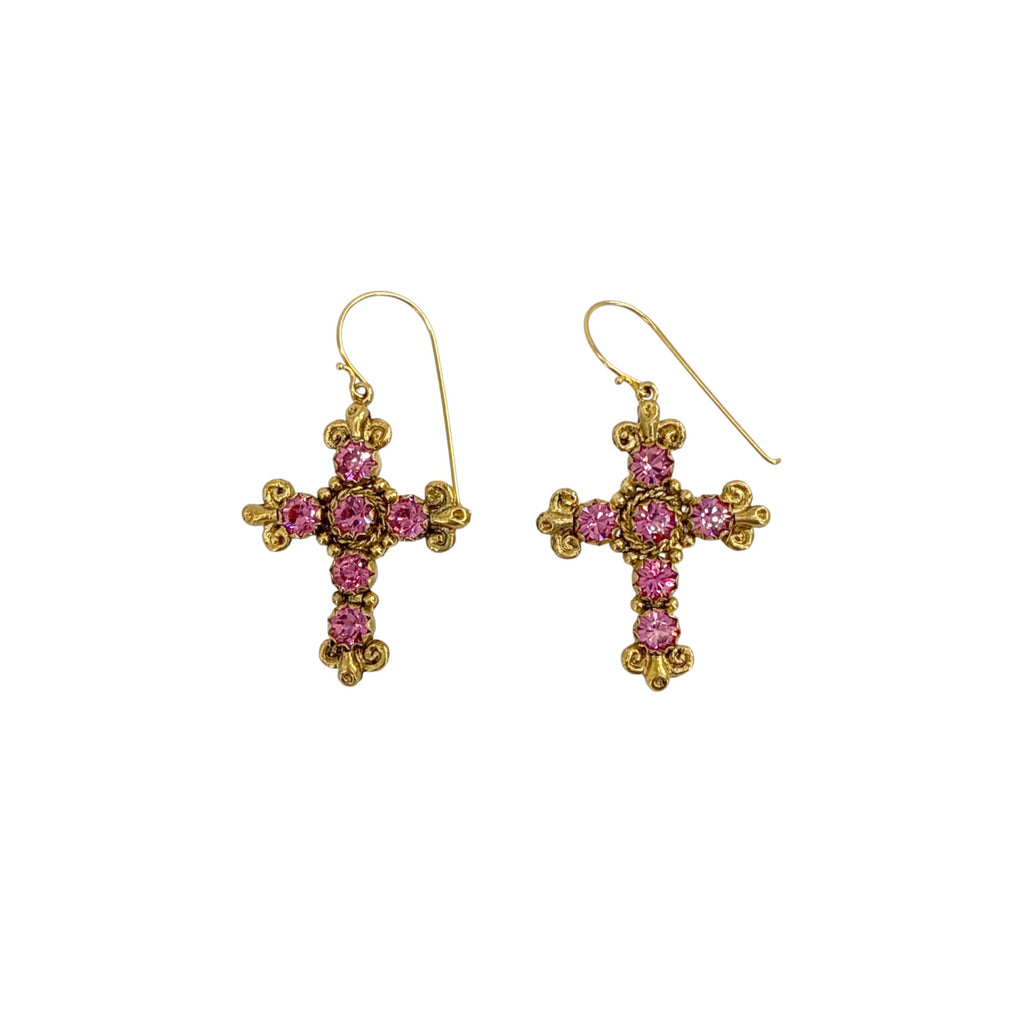 VIRGINS SAINTS & ANGELS VSA Addie Earrings Gold & Fuchsia Pink