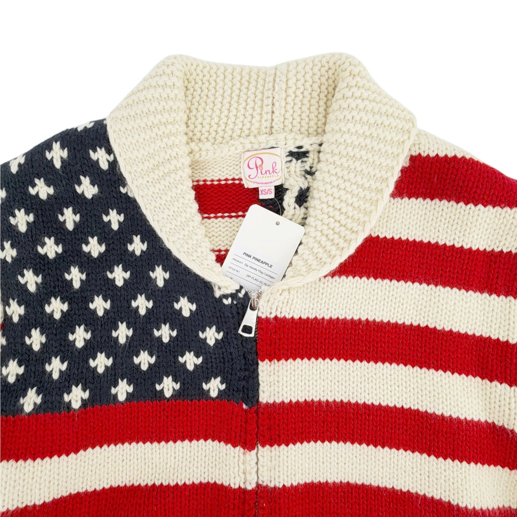 PINK PINEAPPLE Zip Varsity Flag Cardigan XS/S