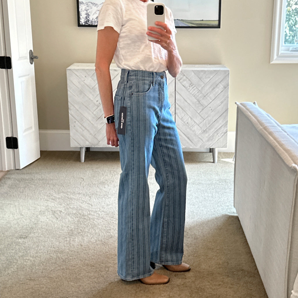 VERONICA BEARD Crosbie Striped Loafer Length Wide Leg Jean 26