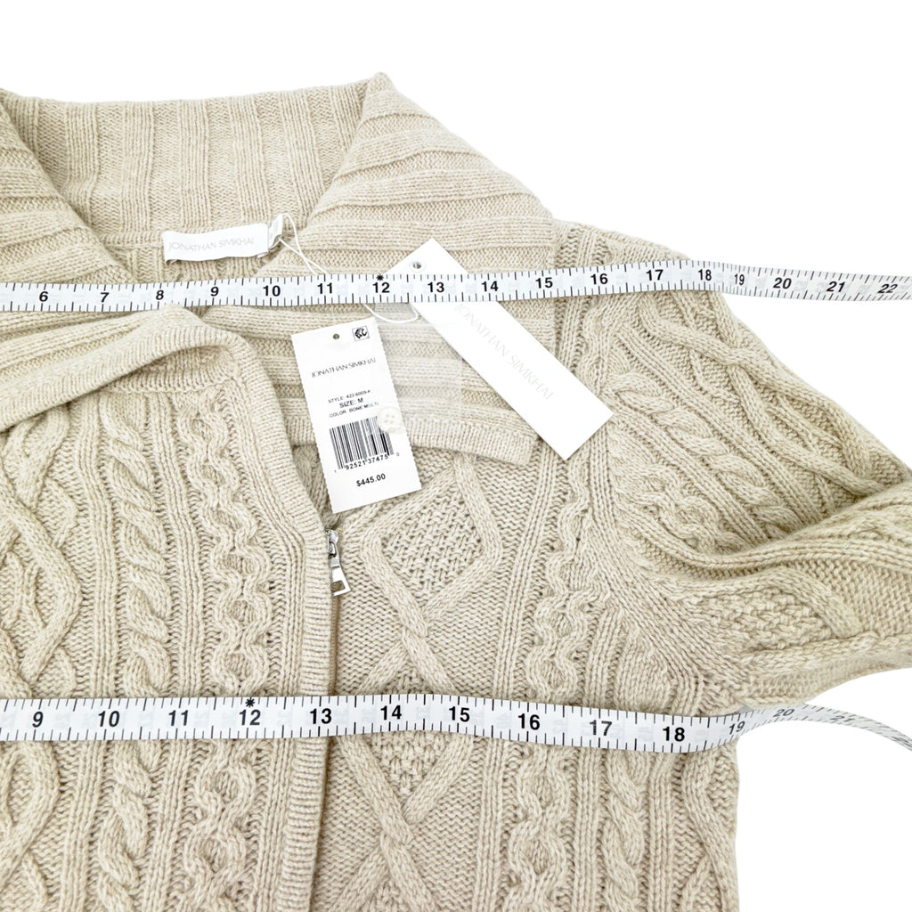 JONATHAN SIMKHAI Davina Patchwork Cardigan Jacket in Bone Multi M