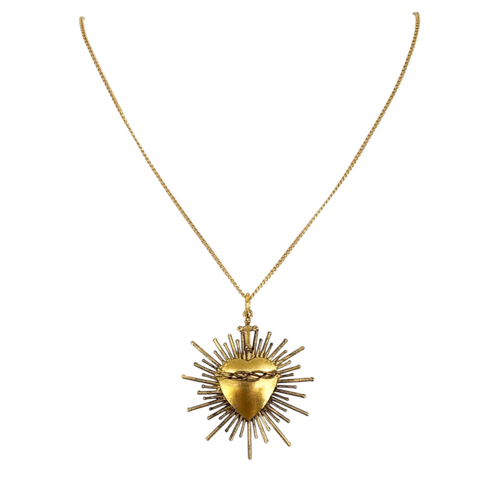 VSA Sacred Flame Charm Necklace in Gold 20"