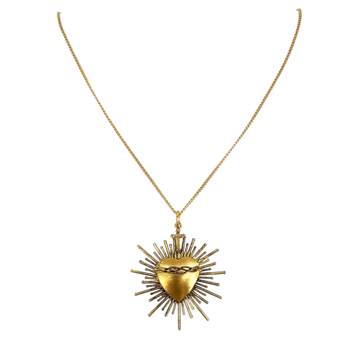 VSA Sacred Flame Charm Necklace in Gold 20"