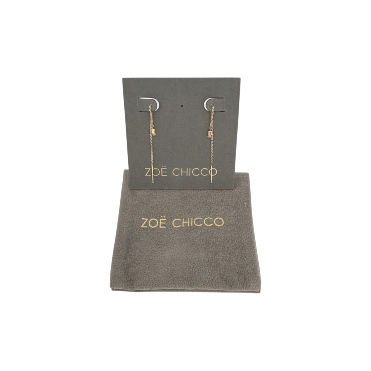 ZOE CHICCO 14k Gold Baguette Diamond Loop Threader Earrings