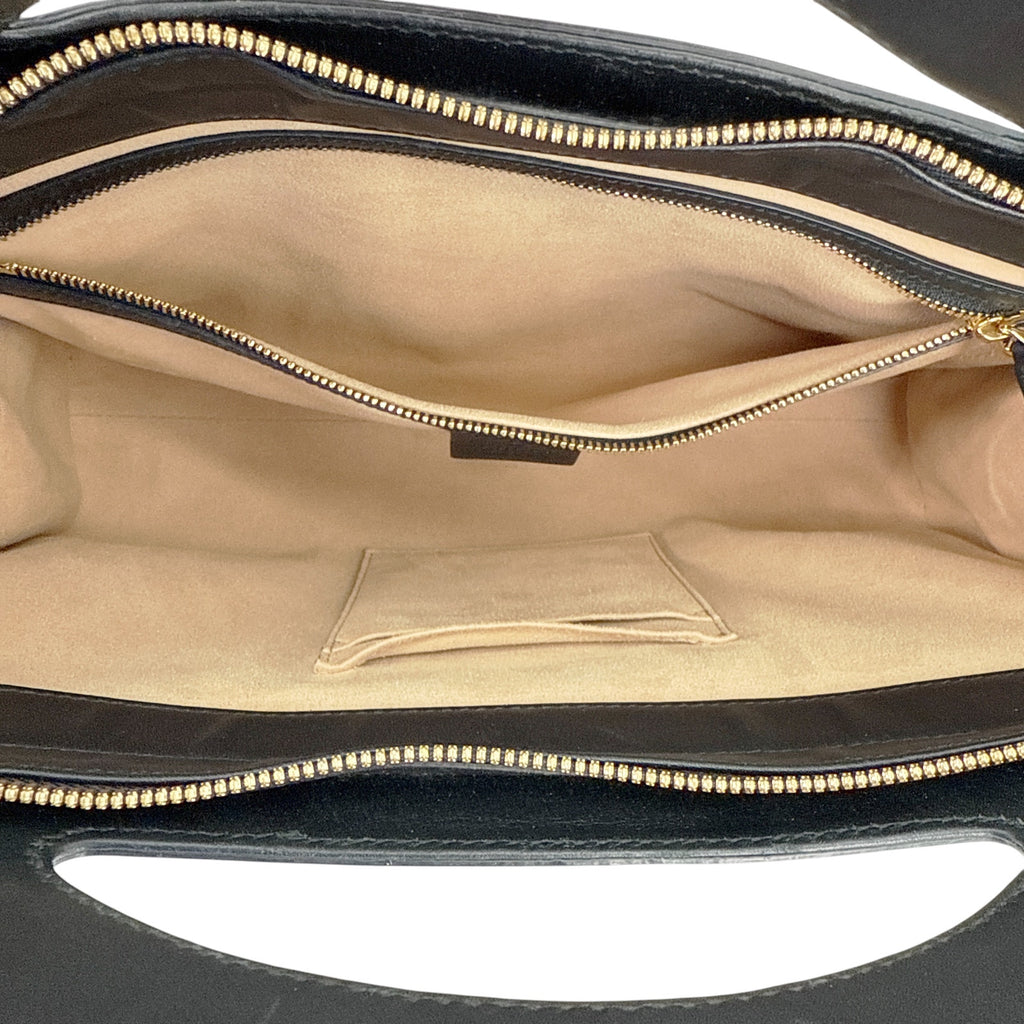 GUCCI Ophidia Cut Out Handle Bag Suede Medium in Navy