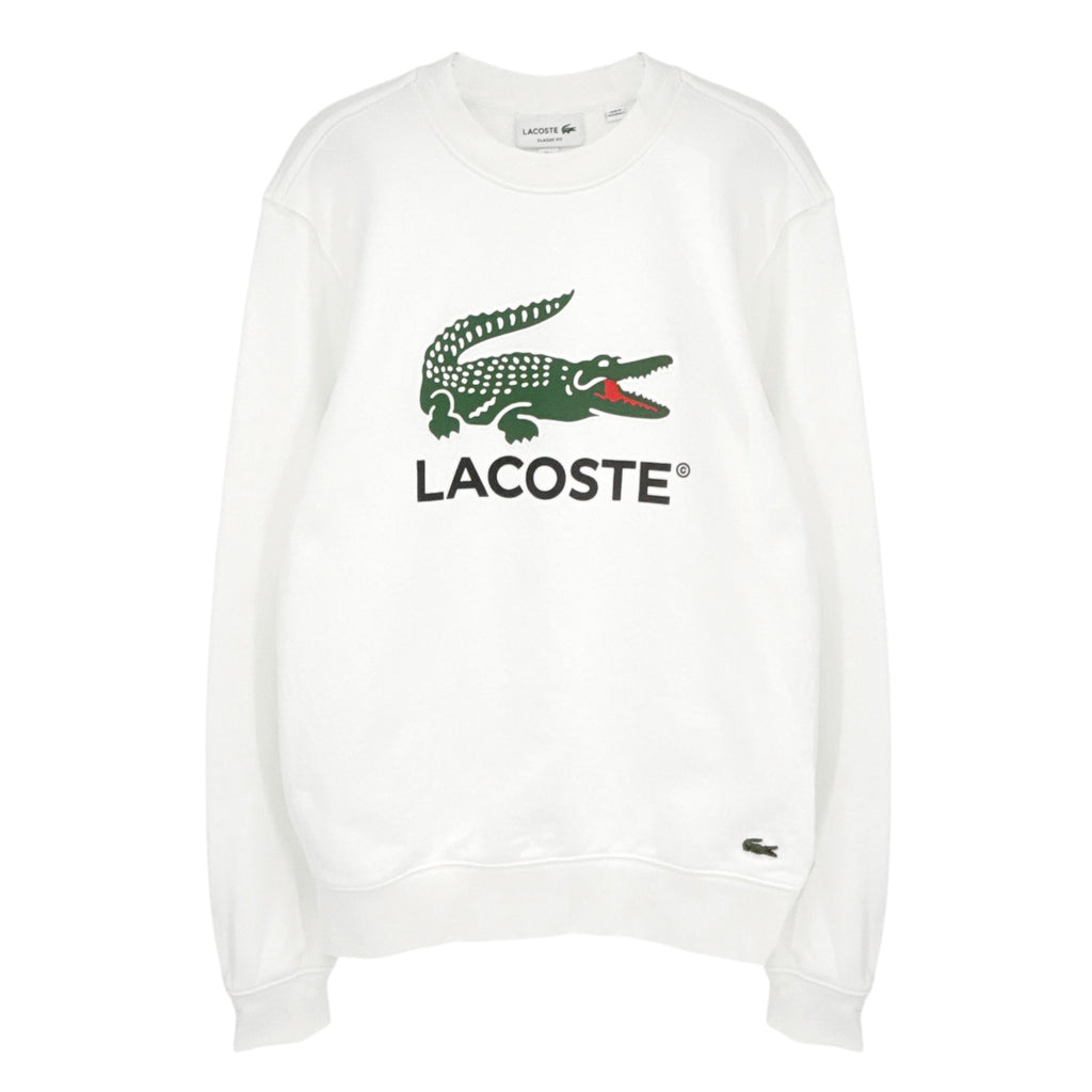 LACOSTE Classic Fit Crewneck Sweatshirt in White S