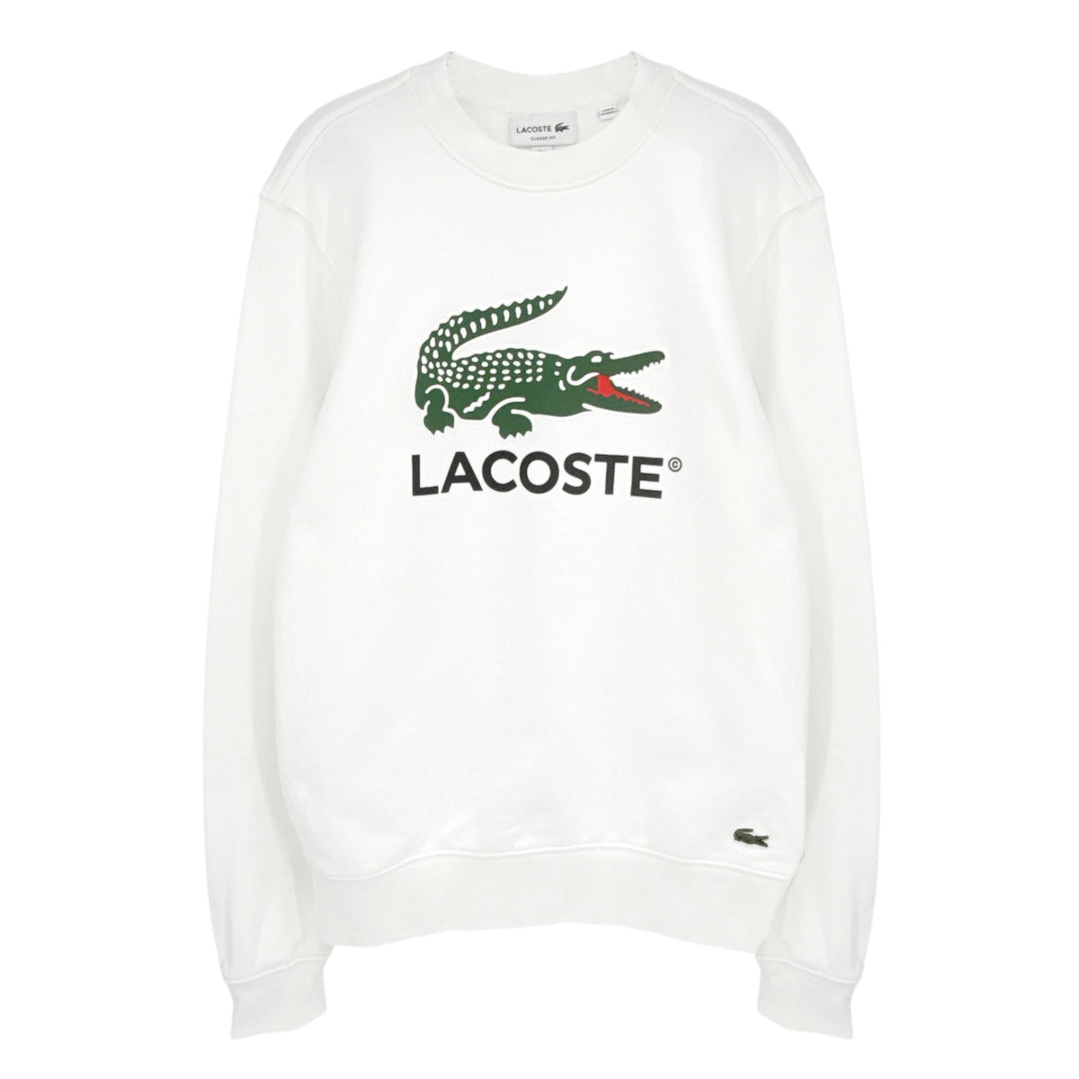 LACOSTE Classic Fit Crewneck Sweatshirt in White S