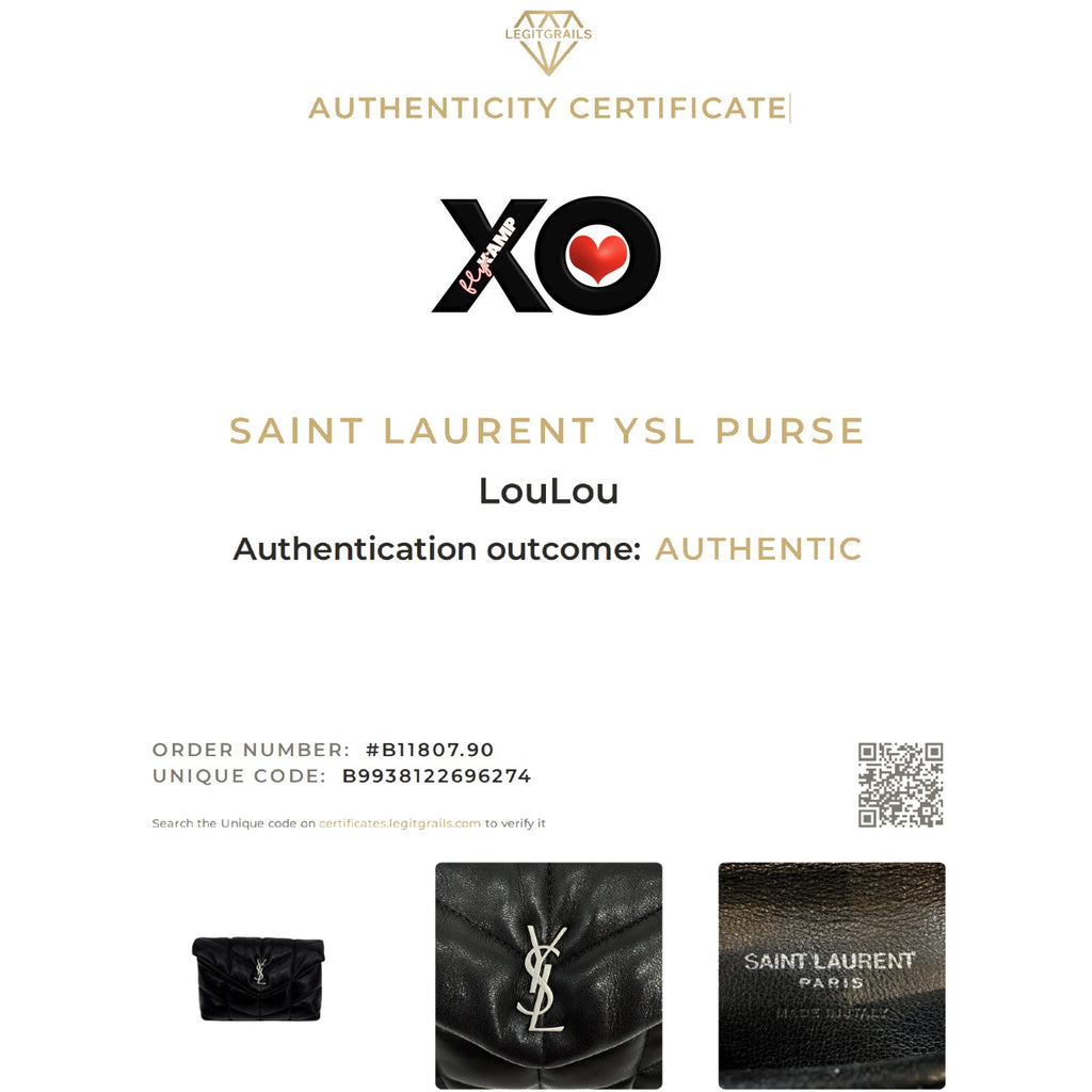 SAINT LAURENT Loulou Toy Puffer Pouch Clutch Bag in Lambskin in Black